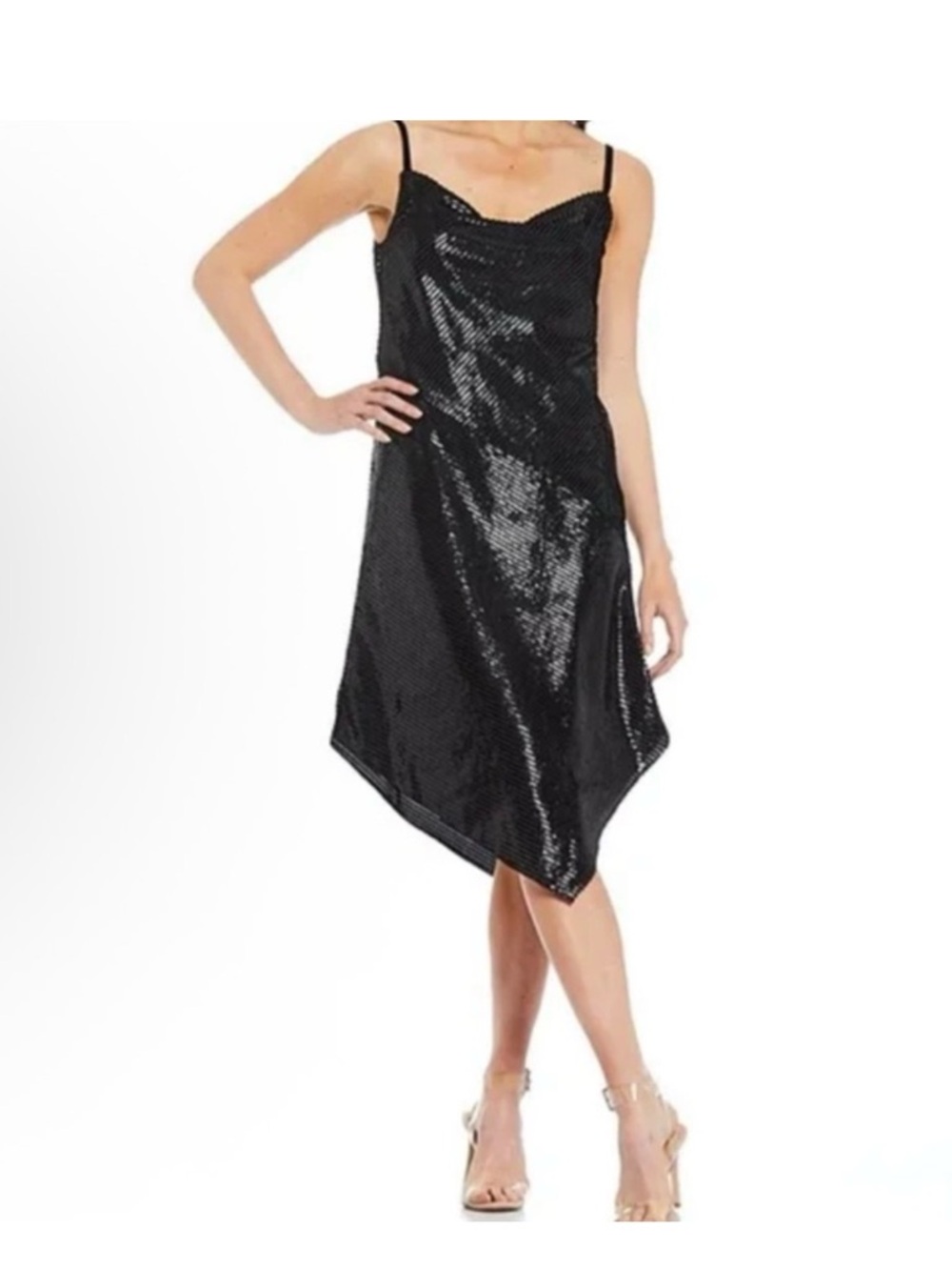 Trina Turk Black Asymmetrical Slip Dress